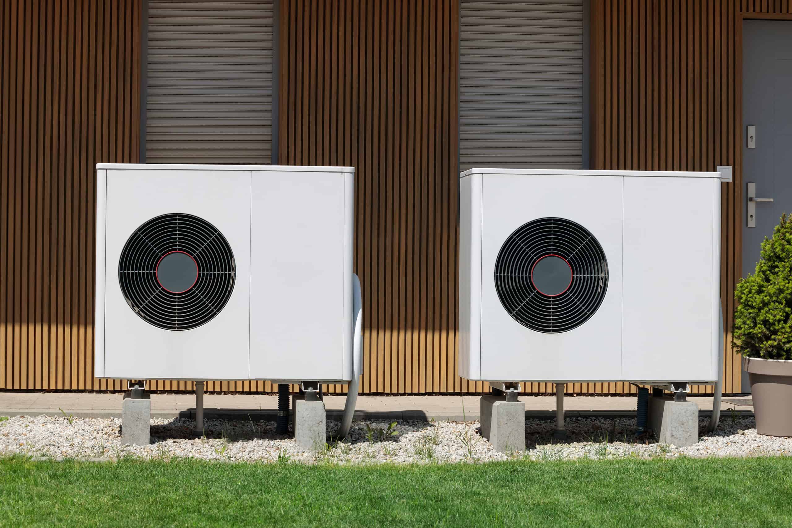 A Modern house with renewable energy: air source heat pumps installed year-round pool heating